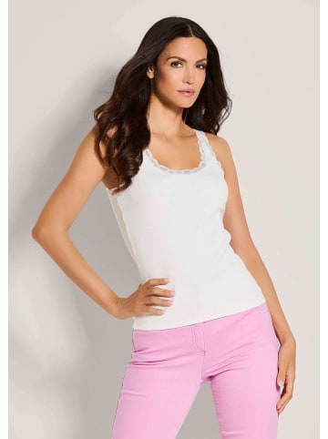 MADELEINE Ärmelloses Sommer-Top mit edler Spitze in wollweiß