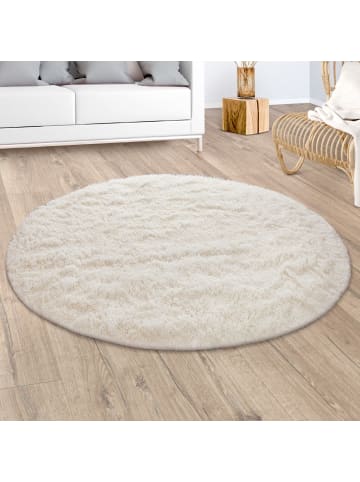 KADIMA DESIGN Hochflor Teppich Shaggy waschbar Unifarben Schlafzimmer in Elfenbein