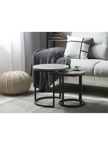 Beliani 2er-Set Beistelltisch DIXIE in Grau/Schwarz