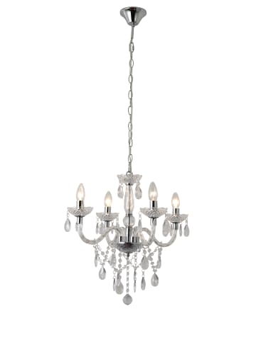 SalesFever Kronleuchter modern 4-flammig Metallgestell und Acryl-Glas-Behang in Transparent
