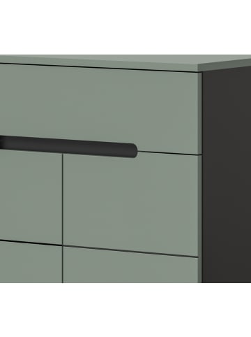 Inn.Furn Schuhkommode Salbei grün, Basalt grau 80 x 94 cm, Flurkommode mit Soft-Close