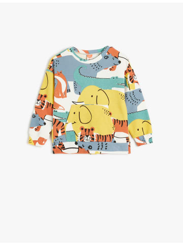 KOTON Sweatshirt in Ekru Gemustert