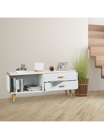 relaxdays Sideboard in Weiß - (B)120 x (H)48 x (T)40 cm