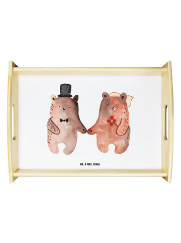 Mr. & Mrs. Panda Serviertablett Bär Heirat ohne Spruch in Weiß