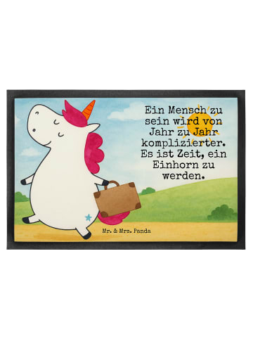 Mr. & Mrs. Panda Fussmatte Einhorn Koffer Design mit Spruch in Weiß
