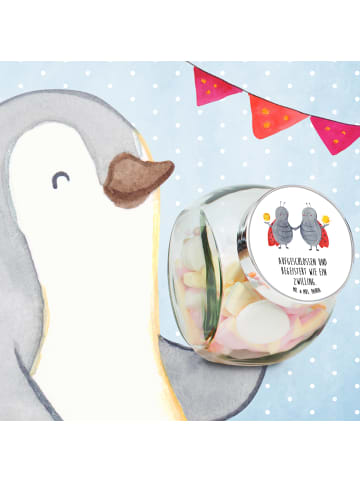 Mr. & Mrs. Panda Bonbonglas Sternzeichen Zwilling mit Spruch in Weiß