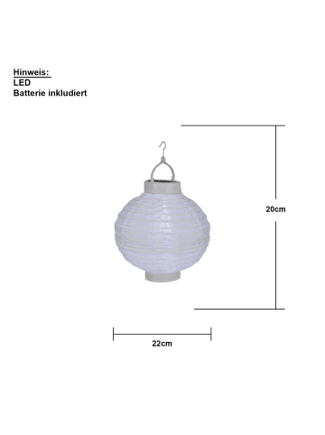 STAR Trading LED Solar-Lampion ,Festival', Dämmerungssensor, outdoor, 22cm, weiß