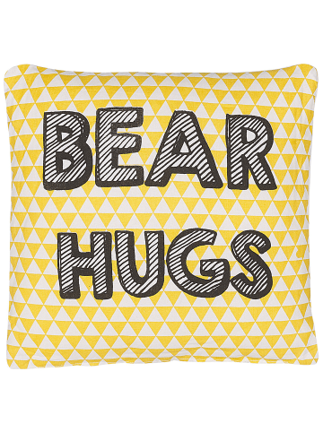 Beliani Dekokissen RADZKOT in Gelb/Weiß/Schwarz - (W) 40 x (H) 12 x (L) 40 cm