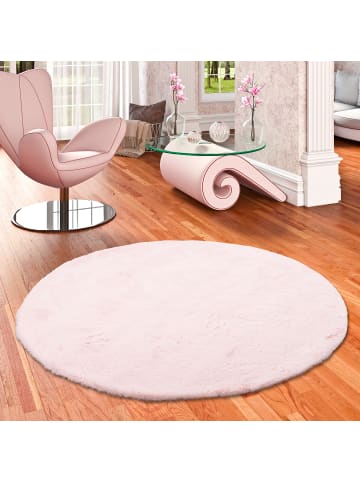 Pergamon Fellteppich Plush Rund in rosa