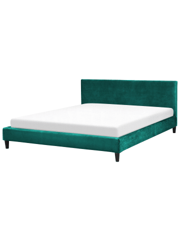 Beliani Doppelbett FITOU in Grün/Dunkler Holzfarbton - (W) 190 x (H) 87 x (L) 214 cm