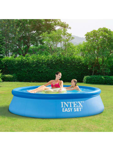 Intex Easy Set Pool (244x61cm) + Abdeckplane & Wasserball in blau