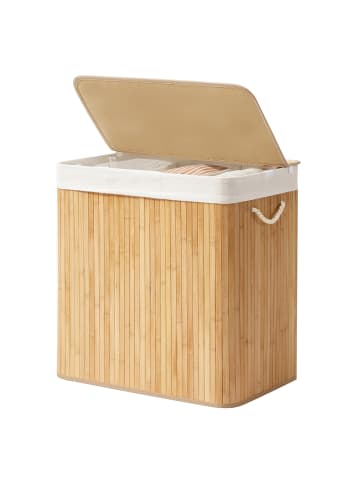 SONGMICS Wäschekorb Ronex in Naturfarben - (B)40 x (H)61 x (T)60 cm