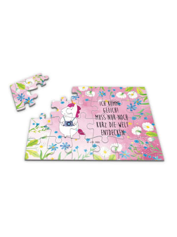 Mr. & Mrs. Panda Puzzle Einhorn Fotograf mit Spruch in Rot Pastell