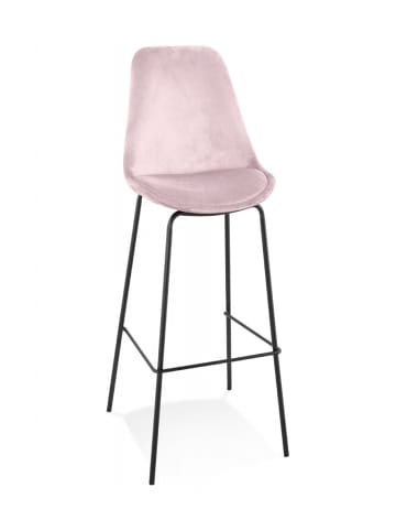 KADIMA DESIGN Barhocker Samt mit Rückenlehne Metallgestell | Industrial Stil in Rosa-Schwarz