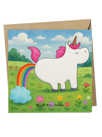 Mr. & Mrs. Panda Glückwunschkarte Einhorn Pupsen Design ohne Spruch in Weiß