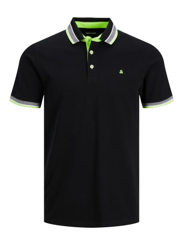 Jack & Jones Polo Shirt JJEPAULOS Sommer Hemd Kragen Pique Cotton in Schwarz-2