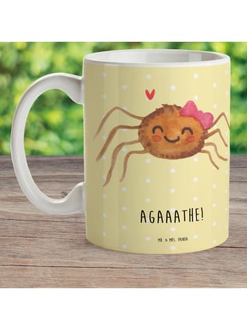 Mr. & Mrs. Panda Kindertasse Spinne Agathe Freude mit Spruch in Gelb Pastell