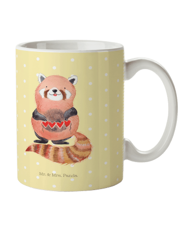 Mr. & Mrs. Panda Plastikbecher Roter Panda ohne Spruch in Gelb Pastell