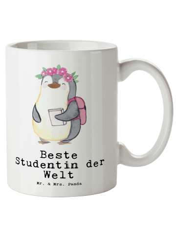 Mr. & Mrs. Panda Große Kaffeetasse Pinguin Beste Studentin der W... in Weiß