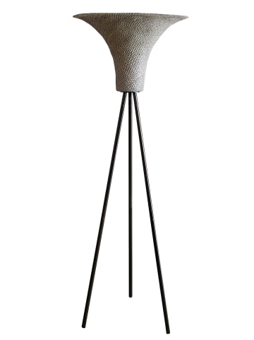SalesFever Stehleuchte 152 cm mit Metallgestell und Geflechtschirm aus Polyrattan in Natur