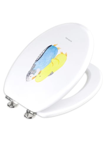 Mr. & Mrs. Panda Toilettendeckel Wellensittich Liebe ohne Spruch in Weiß