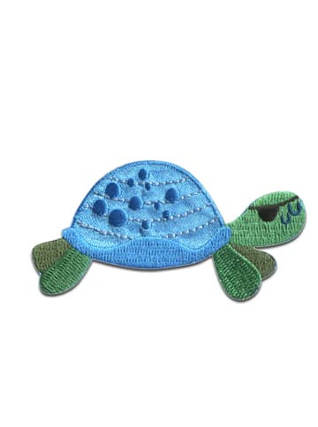 Catch the Patch Schildkröte Augenklappe Piraten TiereApplikation Bügelbild inBlau