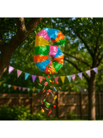 relaxdays 3-tlg. Pinata Set "Zahl 6" in Bunt