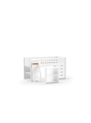 58 aufm Kessel KINDERBETT Karyl 208x114x135 Massivholz Weiß Regal Kommode