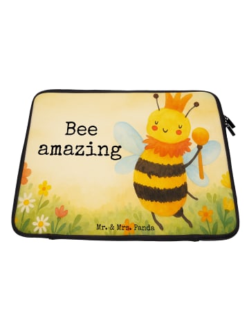 Mr. & Mrs. Panda Laptop Sleeve Biene König Design mit Spruch in Weiß