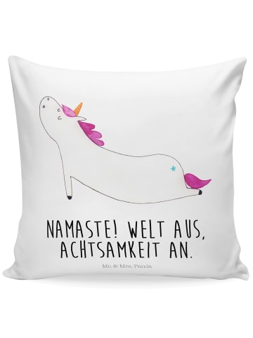 Mr. & Mrs. Panda 40x40 Kissen Einhorn Yoga mit Spruch in Weiß