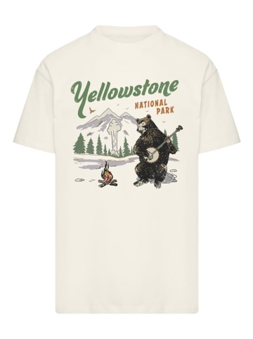 F4NT4STIC Oversize T-Shirt US National Parks Yellowstone Bear Playing Banjo in sand