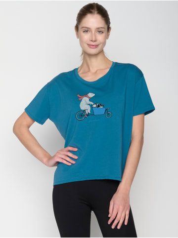 GreenBomb T-Shirt Bike Cargo Family in Rich Blue