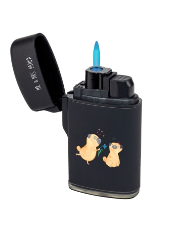 Mr. & Mrs. Panda Feuerzeug Mops Verliebt ohne Spruch in Schwarz