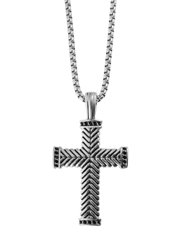 Adeliás Unisex Halskette mit Anhänger – Kreuz aus Edelstahl in silber