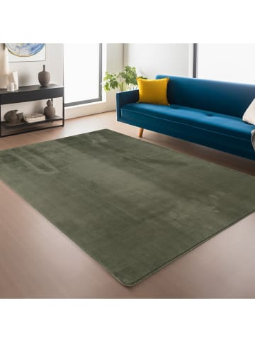 KADIMA DESIGN Teppich Kurzflor Unifarben Polyester Antirutsch Wohnzimmer in Grün