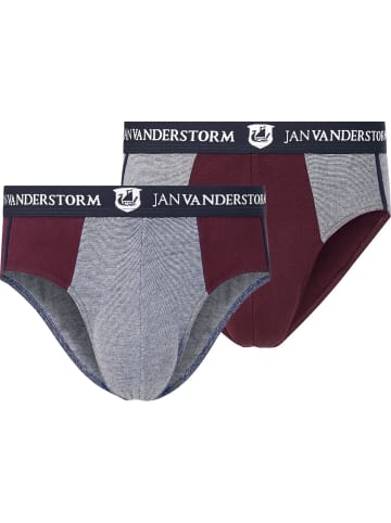 Jan Vanderstorm 2er Pack Slip DIX in dunkelrot blau