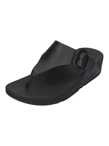 fitflop Zehentrenner LULU LEATHER COVERED BUCKLE RAW EDGE in schwarz