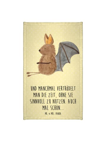 Mr. & Mrs. Panda Handtuch Fledermaus Sitzen mit Spruch in Gelb Pastell
