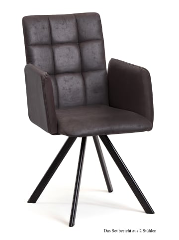 58 aufm Kessel ARMLEHNSTUHL (2er-Set) Dayle 52x91x60 Schwarz/Espresso