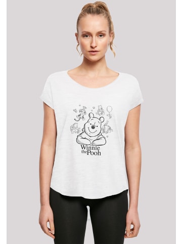 F4NT4STIC Long Cut T-Shirt Winnie Puuh Der Bär Collage Sketch in weiß