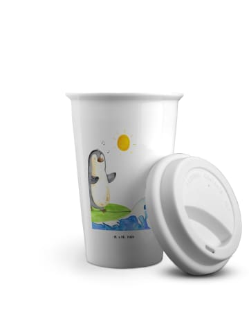 Mr. & Mrs. Panda Thermobecher To Go Pinguin Surfer ohne Spruch in Weiß