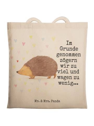 Mr. & Mrs. Panda Einkaufstasche Igel Herzen Design mit Spruch in Weiß