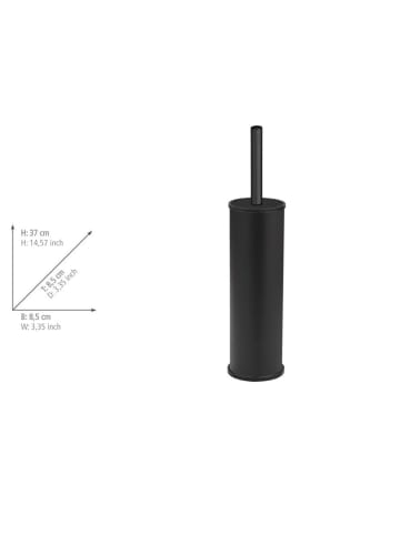 Wenko WC-Bürste mit dichtem Edelstahlbehälter OLMEDO in Schwarze Matte, Ø 8,5 x 37 cm