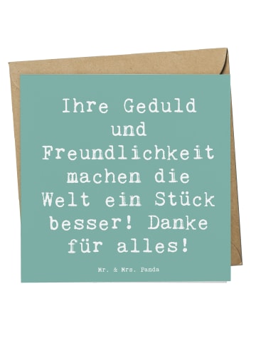 Mr. & Mrs. Panda Klappkarte Spruch Erzieher-Dank mit Spruch in Meeresbrise