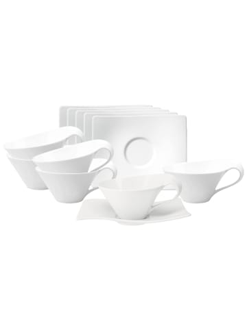 Villeroy & Boch 6er Set Teetassen mit Untertassen NewWave in Weiß 220 ml in weiß