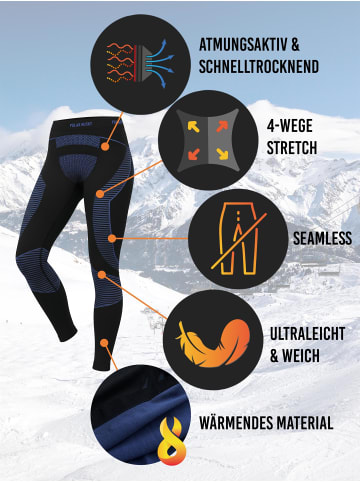normani 2 x Thermounterhose Lange Skiunterwäsche für Damen in Blau/Schwarz
