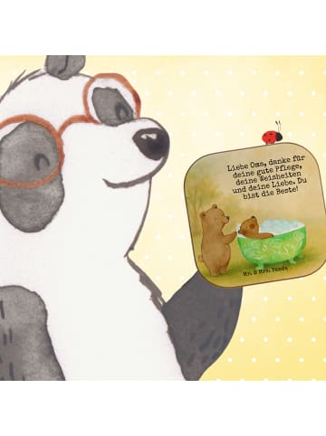 Mr. & Mrs. Panda Eckiger Untersetzer Oma Baden Design mit Spruch in Weiß
