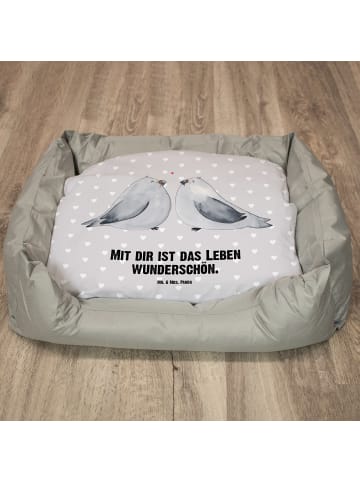 Mr. & Mrs. Panda Hundekörbchen Turteltauben Liebe mit Spruch in Grau Pastell