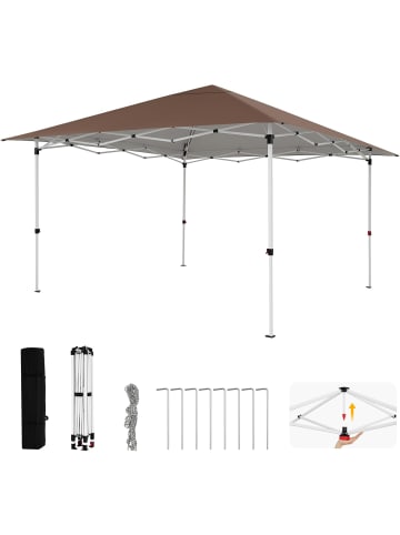 COSTWAY Pavillon Gartenpavillon 350x350cm in Braun