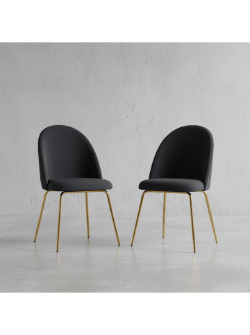 KADIMA DESIGN Design Esszimmerstuhl 2er Set Samt Gepolstert, Küchenstuhl in Schwarz